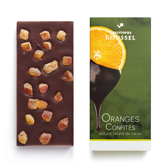 Tablette de chocolat 66% aux Oranges confites