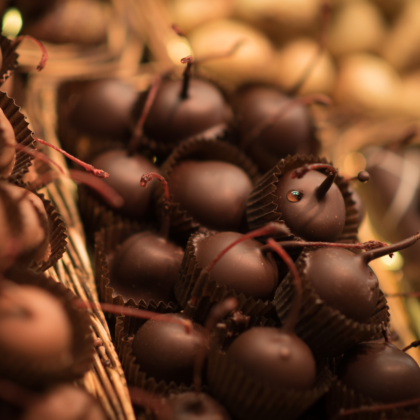 Cerises à l'eau de vie enrobées de chocolat