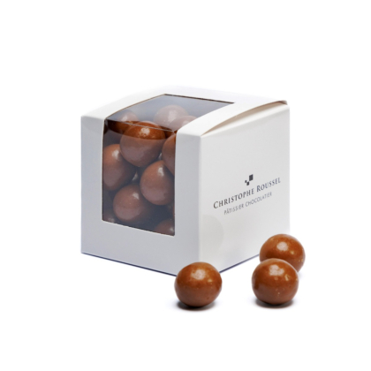 Hazelnuts coated with milk chocolate