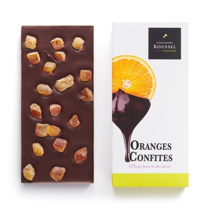 Tablette de chocolat 67% aux Oranges confites