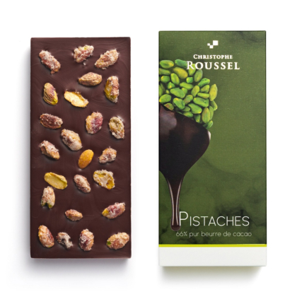 Tablette de chocolat 66% aux Pistaches cristallisées